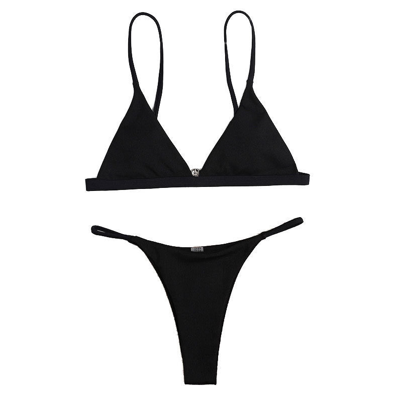 Damen Triangel-Bikini-Oberteil mit verstellbaren Trägern und elegante Rippstruktur EB