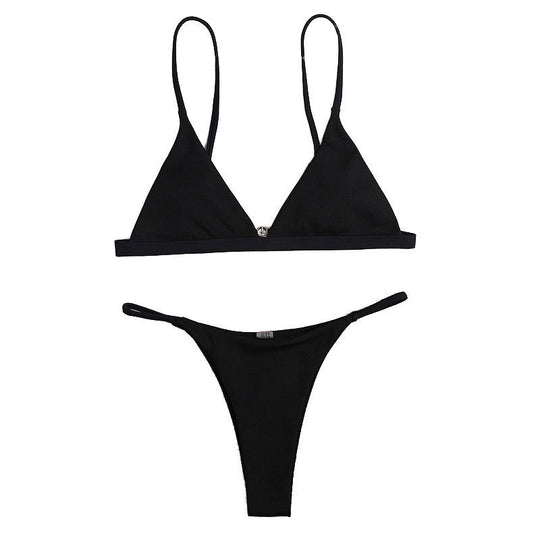 Damen Triangel-Bikini-Oberteil mit verstellbaren Trägern und elegante Rippstruktur EB