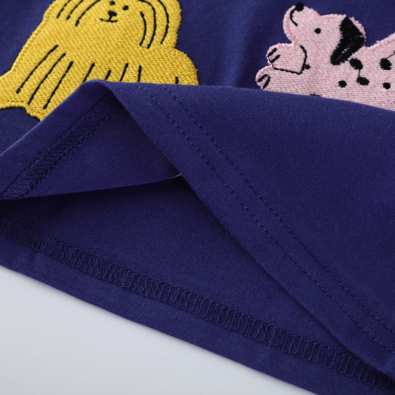 Jungen Kurzarm-T-Shirt mit buntem Tierapplikationsdesign EB