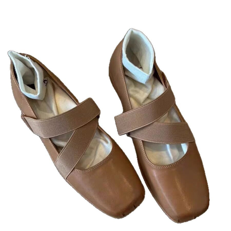 Damen Ballerinas mit elastischen Riemen und weichem Innenfutter EB