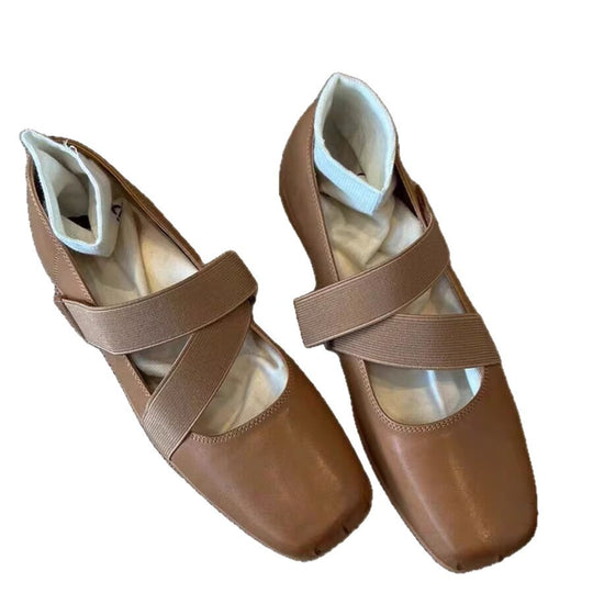 Damen Ballerinas mit elastischen Riemen und weichem Innenfutter EB