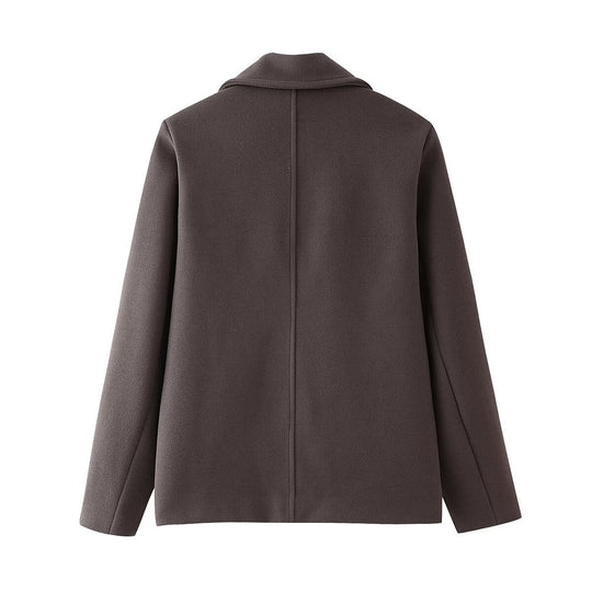Damen elegante und warme Wolljacke mit Reverskragen EB