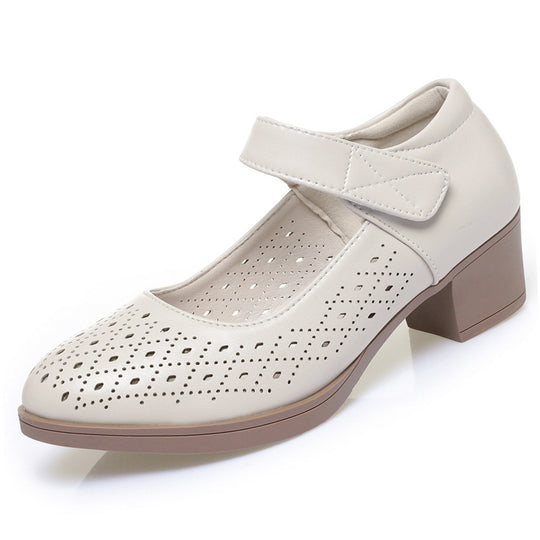 Damen Mary Jane Schuhe mit elegantem Lochdesign und bequemem Blockabsatz EB