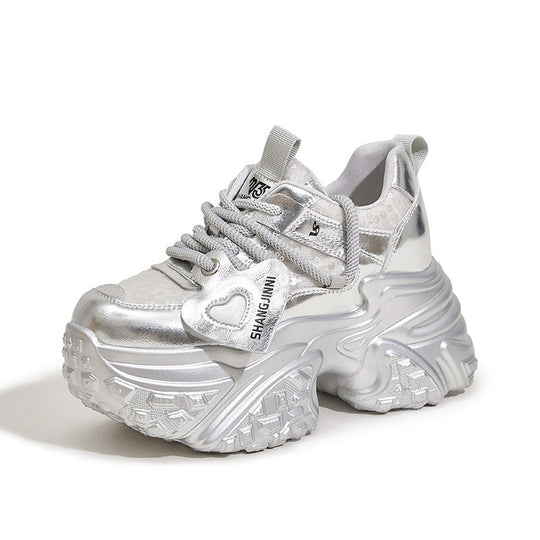 Damen Komfortable Chunky Sneakers mit modischen Glitzerdetails EB