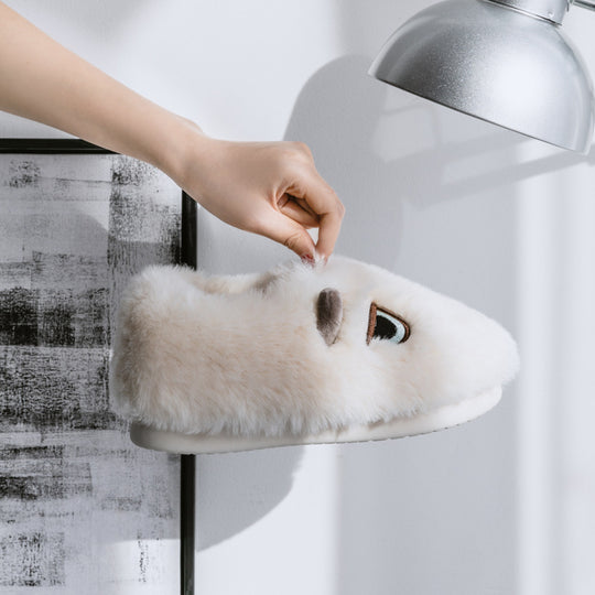 Damen Hausschuhe mit tierischem Motiv und weichem Fleece-Innenfutter EB