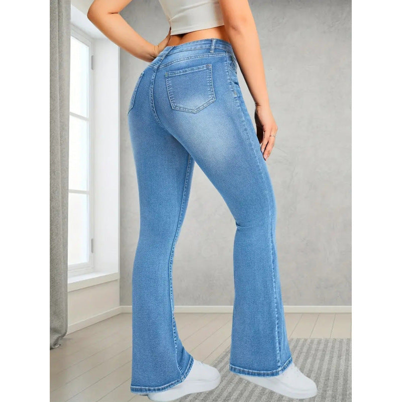 Damen Bootcut Jeans mit hohem Bund und moderner Waschung EB