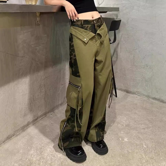 Herren Cargohose mit seitlichen Reißverschlüssen und modischem Camouflage-Design EB