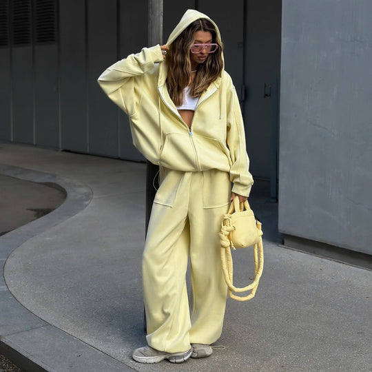 Damen nan oversized Kapuzenjacke mit Reißverschluss und Kängurutasche EB