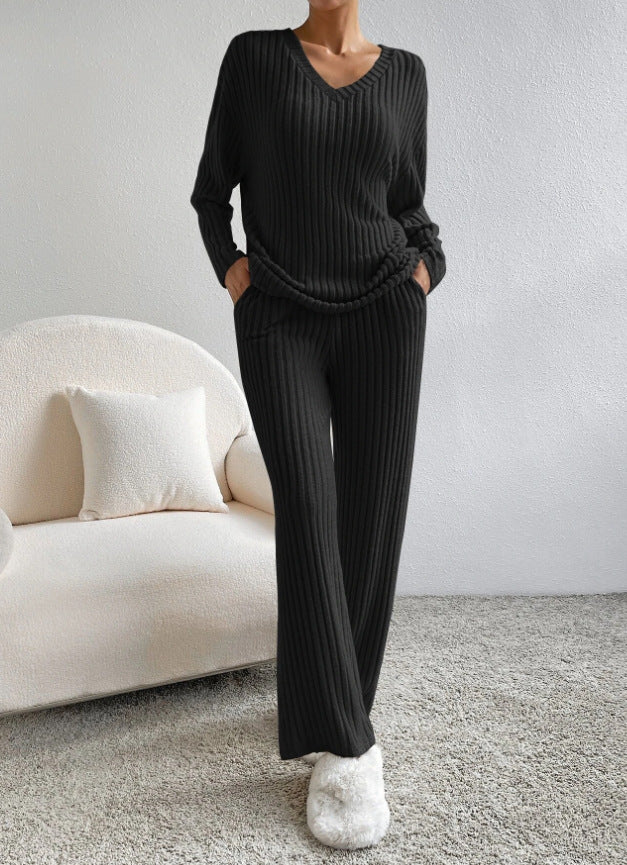 Damen Bequemer Strickanzug im modernen Rippdesign EB