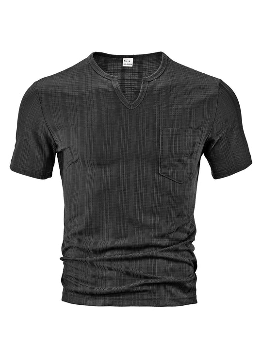 Herren Kurzarm T-Shirt mit V-Ausschnitt und Brusttasche EB