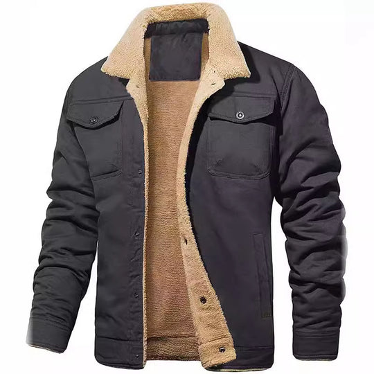 Herren Sherpa-gefütterte Workwear-Jacke aus Baumwoll-Canvas EB