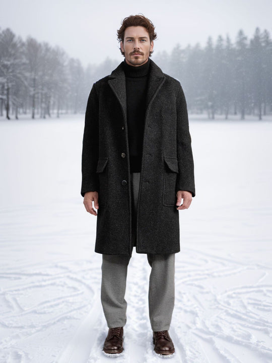 Herren eleganter und wärmer Wintermantel mit doppelter Knopfleiste und praktischen Taschen EB