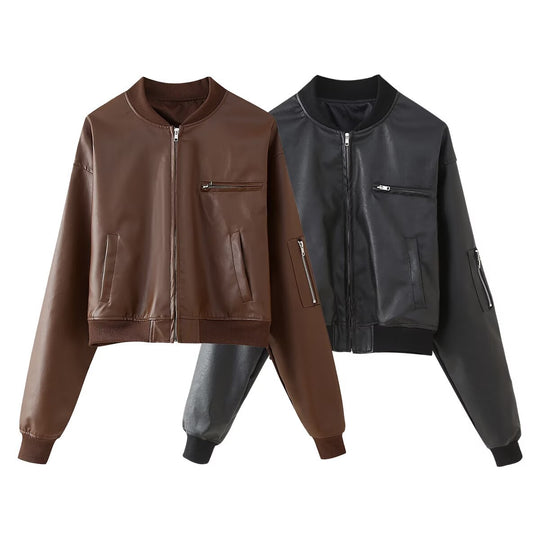 Damen modische Bomberjacke im lässigen Look mit praktischen Taschen EB
