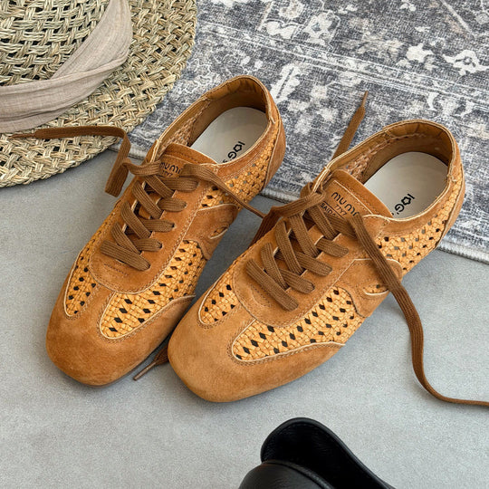 Damen elegante und luftige Schnürschuhe mit handgewebtem Obermaterial EB