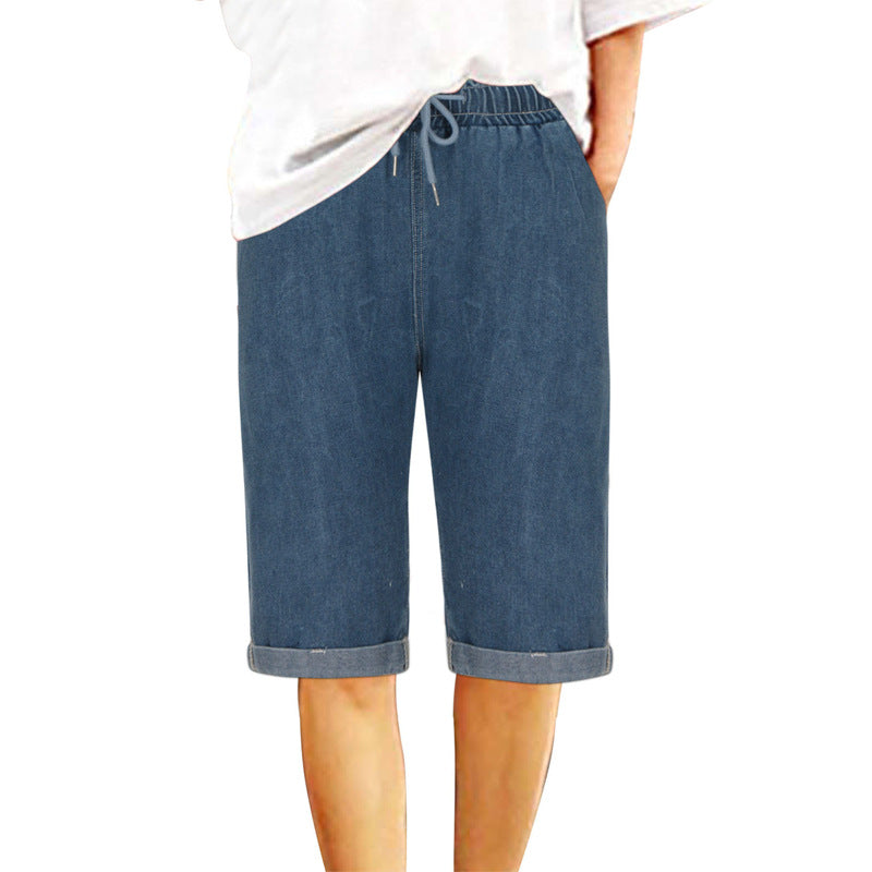 Damen Denim-Shorts mit elastischem Bund und lässigem Schnitt EB