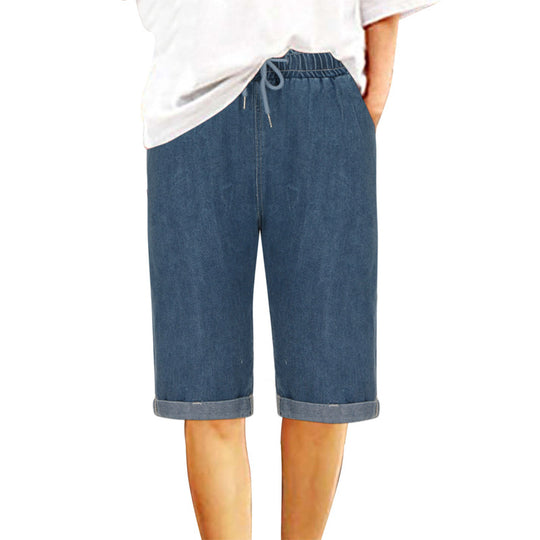 Damen Denim-Shorts mit elastischem Bund und lässigem Schnitt EB