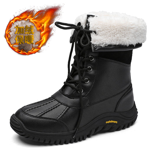 Damen isolierte Winterstiefel mit modischem Kunstfellkragen und rutschfester Sohle EB