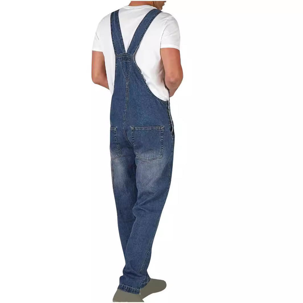 Herren Denim-Latzhose im lässigen Schnitt mit verstellbaren Trägern EB