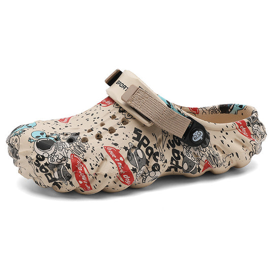 Damen modische Clogs mit einzigartigem grafischen Design und verstellbarem Riemen EB