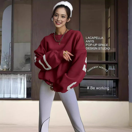 Damen Oversized Sweatshirt mit grafischen Akzenten EB