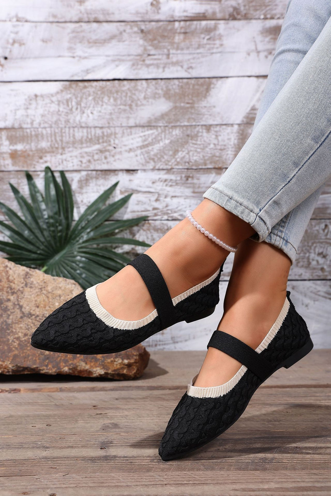 Damen Ballerinas mit elastischem Riemendesign EB