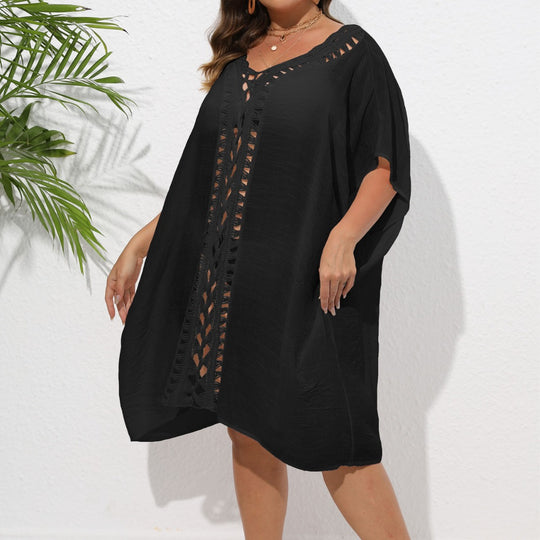 Damen Luftiger Strandkimono mit dekorativer Häkelspitze EB
