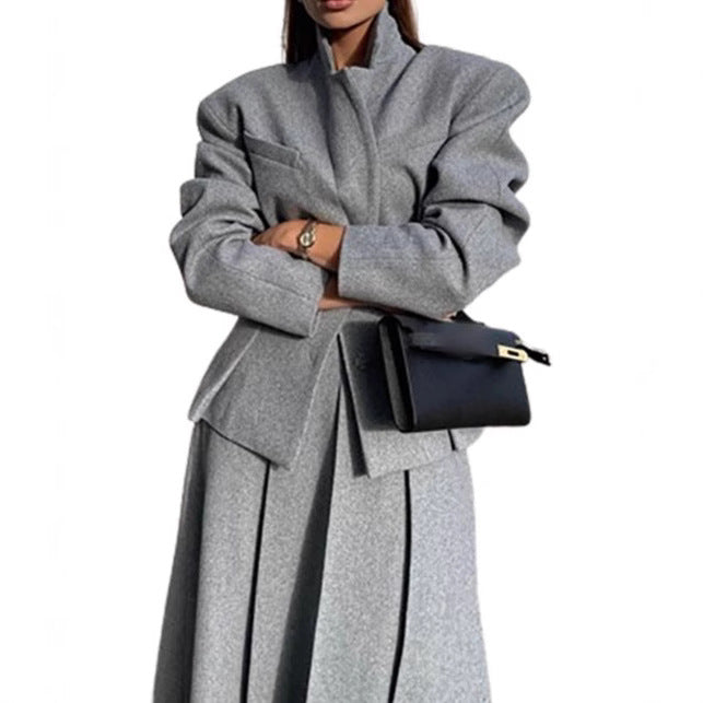 Damen Oversized Wollblazer im Smart-Casual-Stil EB