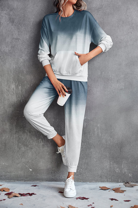 Damen Freizeit-Loungewear-Set mit modernem Ombre-Design und praktischen Taschen EB