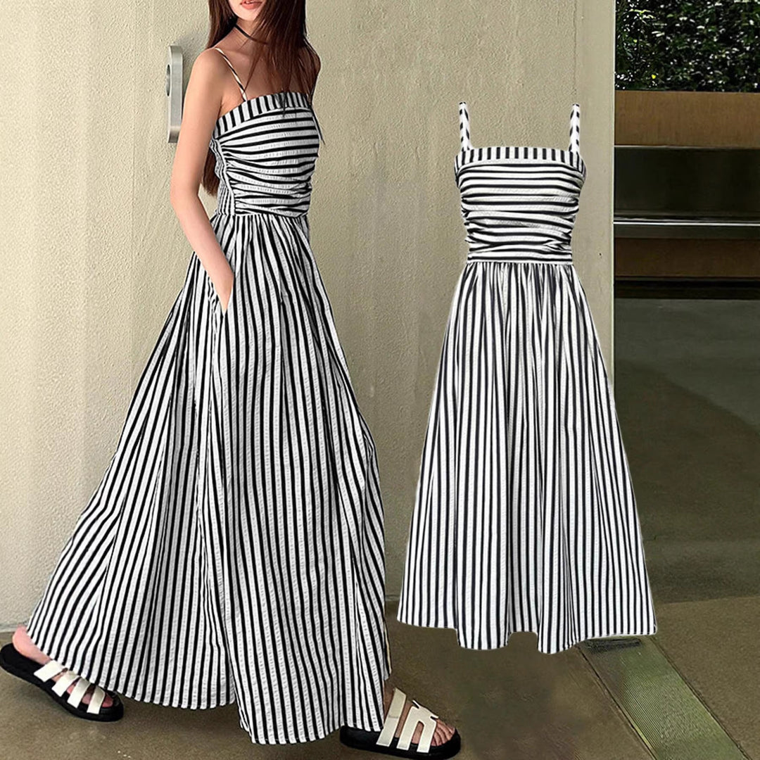 Damen Maxikleid mit schmalen Trägern und raffinierten Falten EB