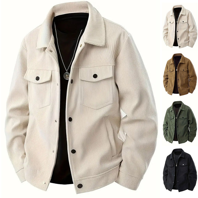 Herren nan Cordjacke im klassischen Arbeiterjacken-Schnitt mit Druckknöpfen und Brusttaschen EB