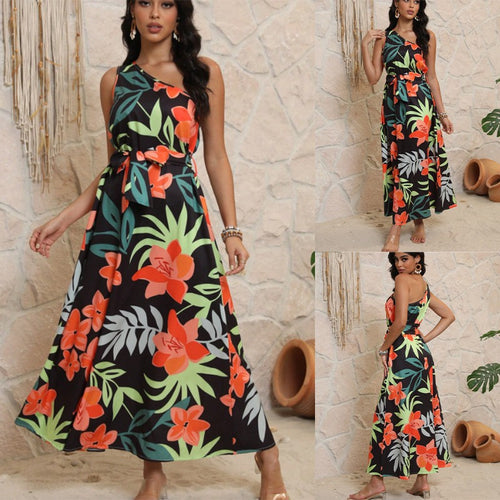 Damen Maxikleid mit floralem Design und schmalem Schnitt EB