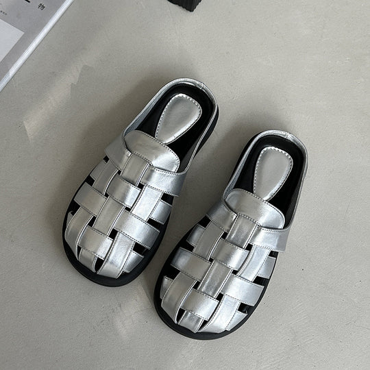 Damen Komfortable geflochtene Sandalen mit bequemer Fußbettgestaltung EB