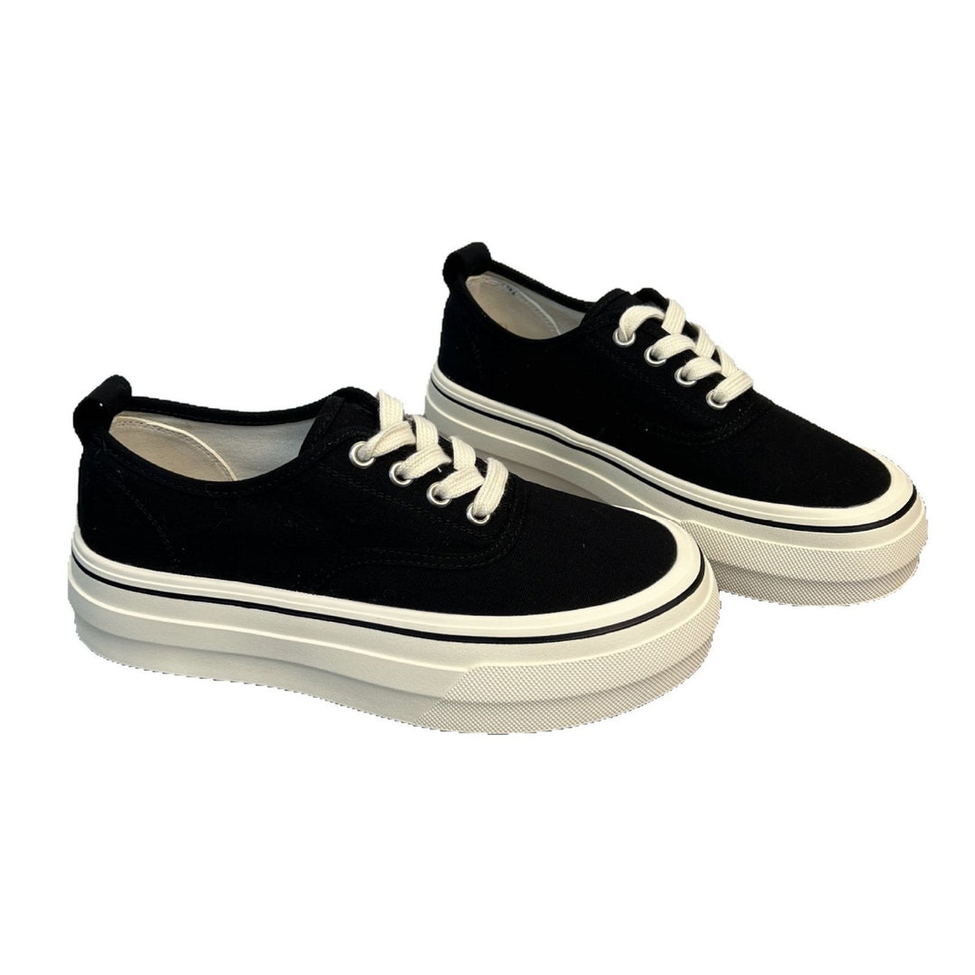 Damen Sneaker mit dicker Sohle und hochwertigem Canvas-Obermaterial EB