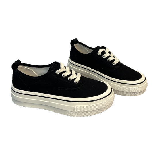 Damen Sneaker mit dicker Sohle und hochwertigem Canvas-Obermaterial EB