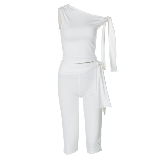Damen Einseitiger Jumpsuit mit exklusiven Drapierungen EB