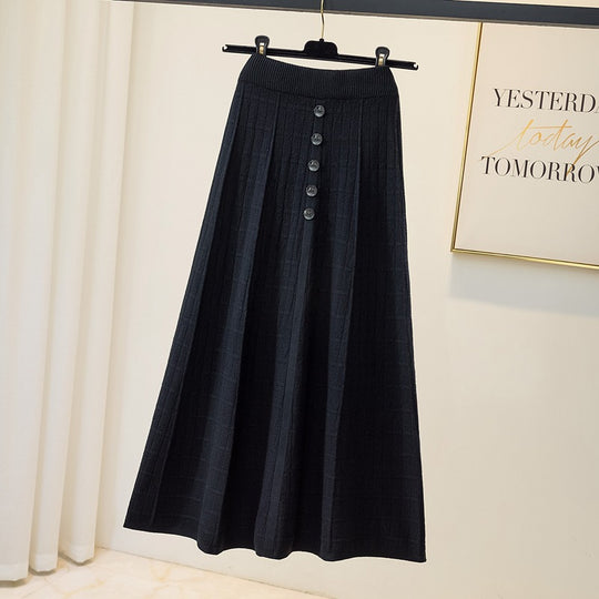 Damen Maxirock mit Struktur und Knopfdetails EB