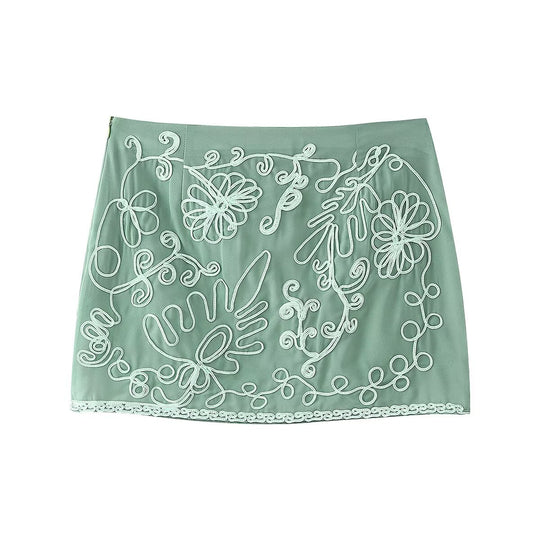 Damen Rock mit floralen Stickereien EB