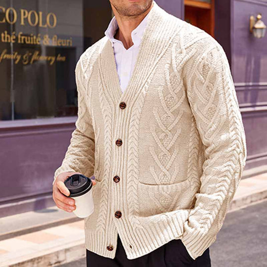 Herren Strickjacke mit großer Blende und Taschen EB