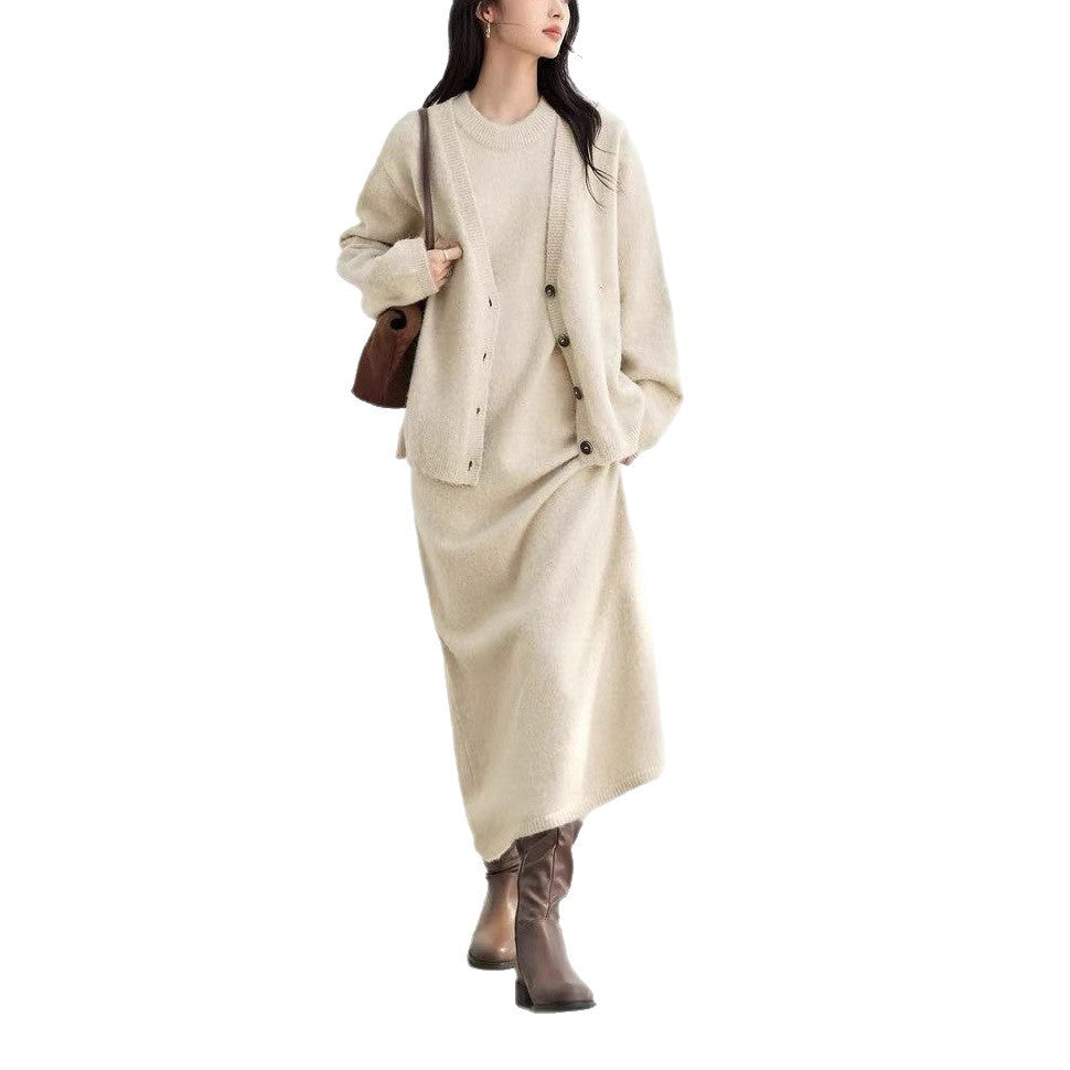Damen Strickjacke mit knopfen und bequemen langen Ärmeln EB
