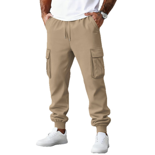 Herren nan Cargo-Jogger mit hohem Bund, Kordelzug, mehrfachen Klapp-Utility-Taschen und elastischen Bündchen EB