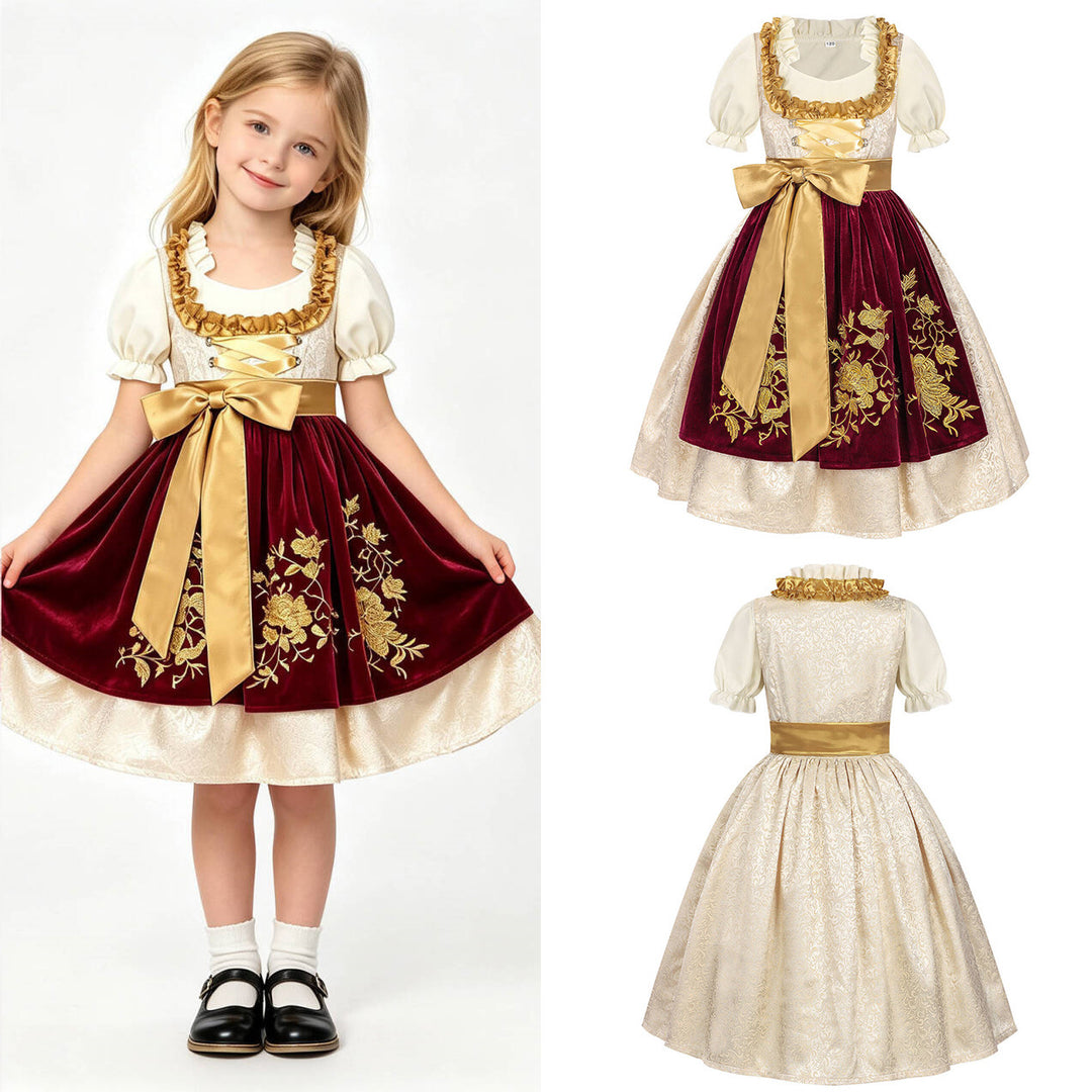Damen nan traditionelles Kinderdirndl mit bestickter Schürze und Rüschenbluse EB