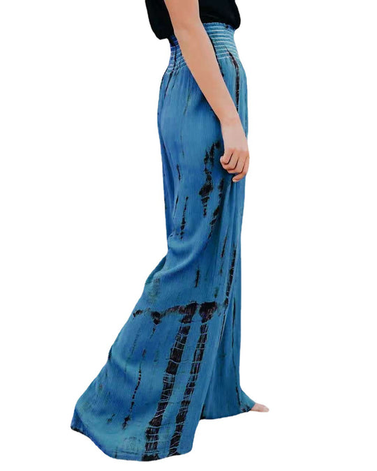 Damen Palazzo-Hose mit dehnbarem Taillenbund und modernem Streifenmuster EB