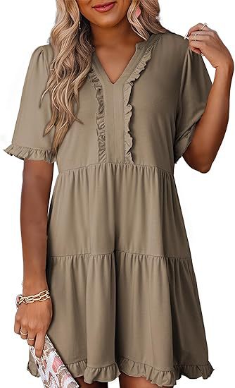 Damen luftiges Sommerkleid mit Rüschendetails EB