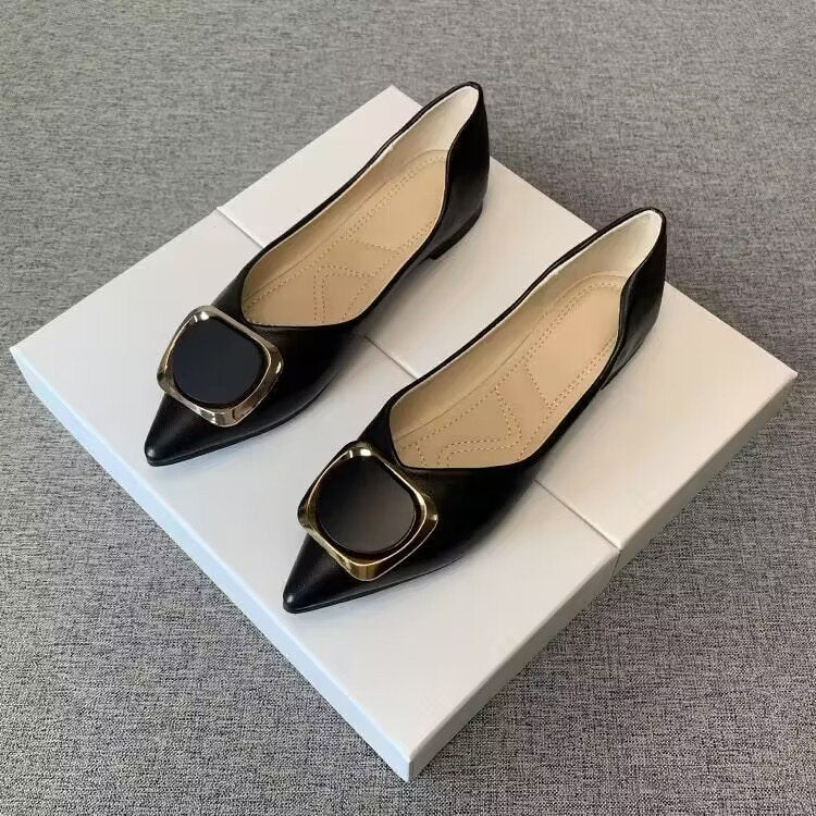 Damen elegante Ballerinas mit modischem Schmuckdetail und komfortablem Fußbett EB