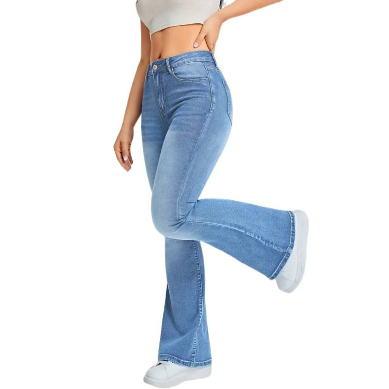 Damen Bootcut Jeans mit hohem Bund und moderner Waschung EB