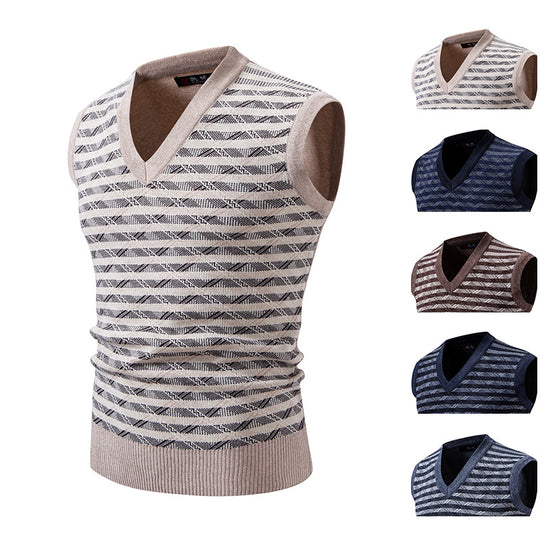 Herren ärmellose Strickjacke mit modernem Zopfmuster EB