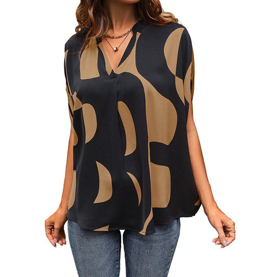 Damen Bluse mit modischem Grafikdruck und lockerer Passform EB