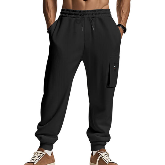 Herren Cargo-Jogginghose mit Reißverschluss-Cargotasche, elastischem Bund und geripptem Saum EB