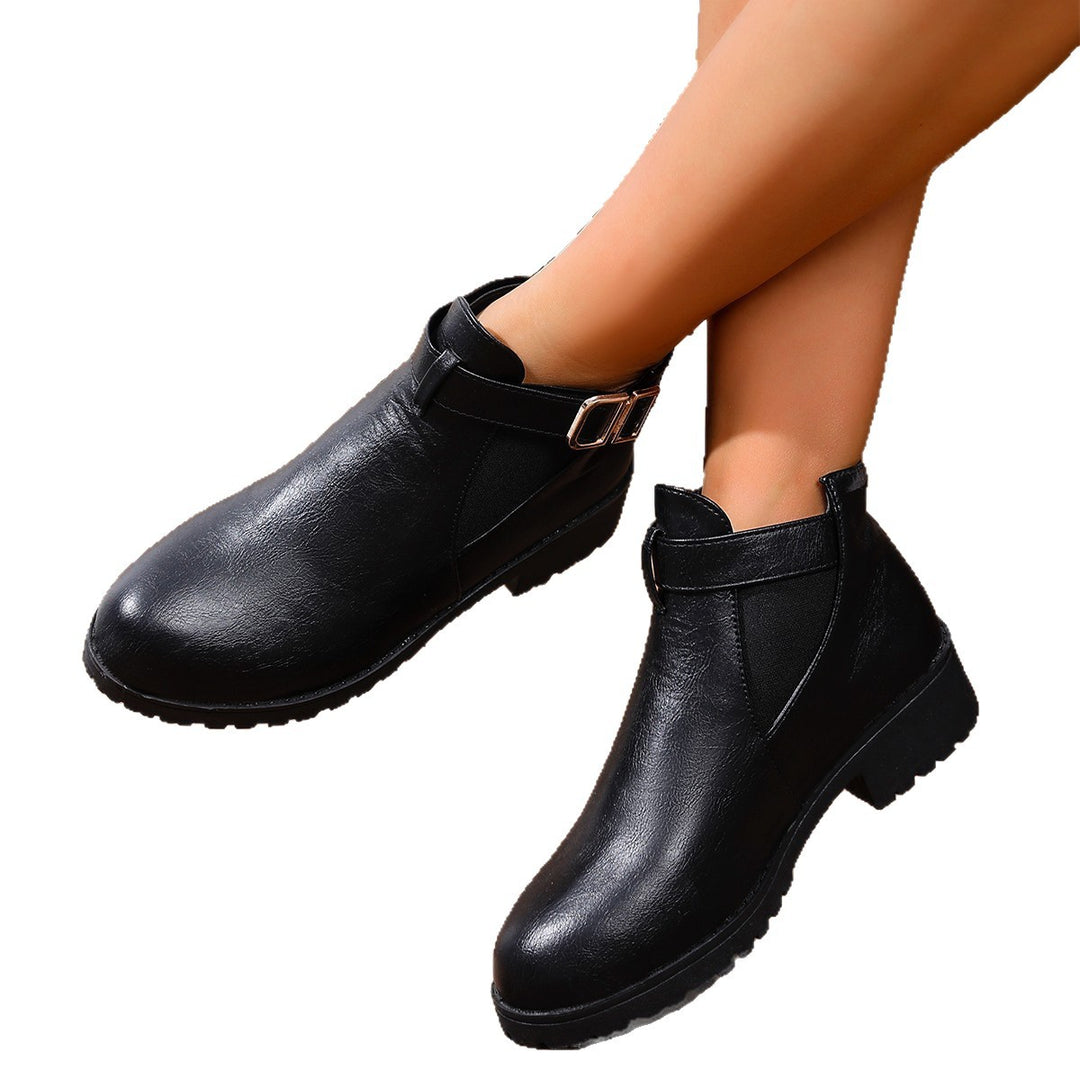 Damen Chelsea-Ankleboot mit elastischem Einsatz und Zier-Schnallenriemen EB