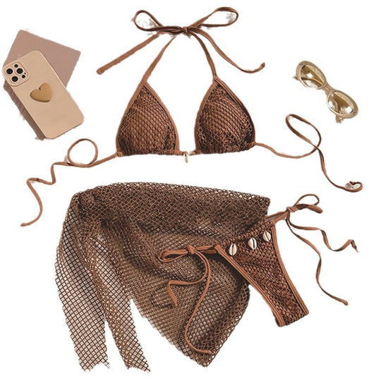 Damen Netz-Bikini-Set mit eleganten Muschel-Details EB